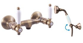RAV Slezák - MORAVA RETRO - Sprchový set s baterií, Stará mosaz (Bronz), 150 mm MK580.5/2SM