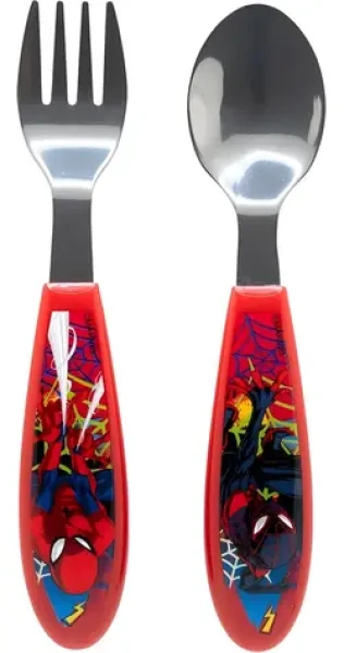 STOR Dětský příbor 2ks Spiderman / Nerezová ocel / Bez BPA (83518)