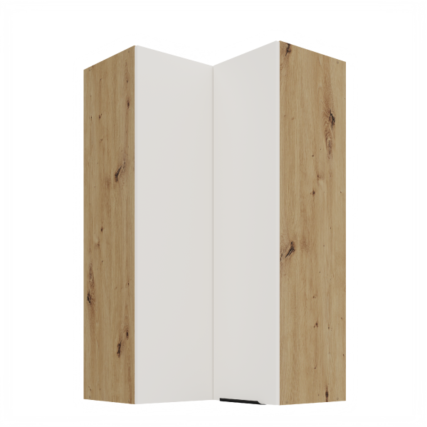 Horní rohová skříňka Aria 60x60 GN-108 2F (90°) Barva korpusu: Dub artisan, Barva dvířek: WH - Crystal white AFM