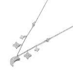 Náhrdelník Moon&Star - chirurgická ocel, Stříbrná 40 cm + 5 cm (prodloužení)