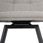 Židle jídelní, krémová látka, 360° otočný mechanismus, černý matný lak, kovové nohy