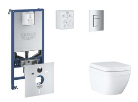 GROHE - Rapid SLX Set předstěnové instalace, klozetu, sedátka SoftClose a tlačítka Skate Cosmopolitan, Triple Vortex, matný chrom SANI11BB2105