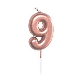 Svíčka dortová rose gold 5 cm číslo 9 - Albi