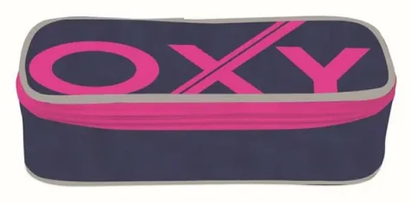 OXYBAG Školní penál etue komfort jednopatrový Blue Line Pink (25374)