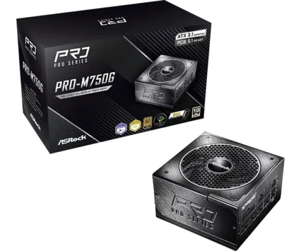 ASRock PRO-M750G černá / Zdroj ATX / 750 W / 80 PLUS Gold / ATX 3.1 / 135 mm (90-UXR075-GFEAA2)