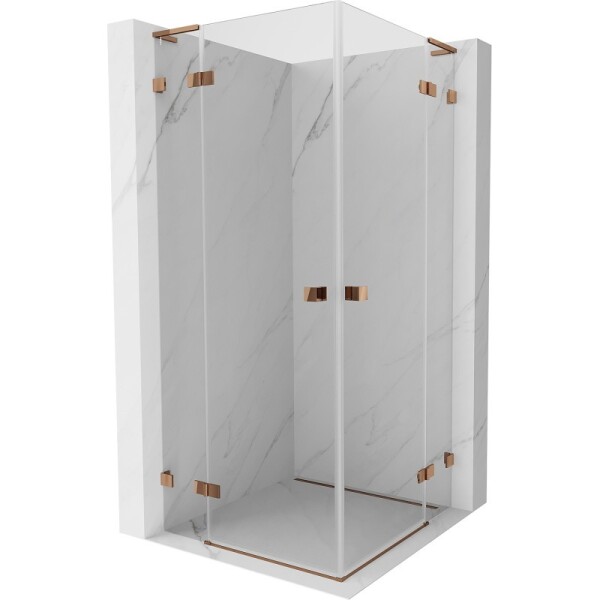 MEXEN/S - Lunar L Duo sprchový kout dveře křídlové 70 x 70, transparent, růžové zlato 834L-070L-070P-60-00