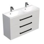 Koupelnová skříňka s černou úchytkou a umyvadlem SAT Cube Way 120x76,5x40 cm bílá lesk lesk CUBE2C1203BL CUBE2C1203BL
