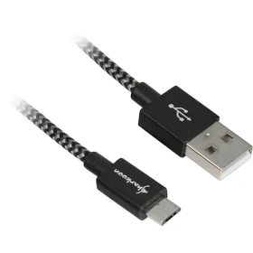 Sharkoon USB 2.0 černá-šedá / Kabel / USB-A - USB-B / opletený hliníkový plášť / 3m (4044951027026)