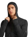 Pánská merino mikina ICEBREAKER Mens 200 Realfleece Descender LS Zip Hood, Jet Heather/Black/Cb velikost: L