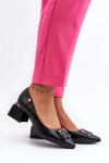 Lodičky na blokovém podpatku se zdobením, Eko kůže, Černá Sarala
