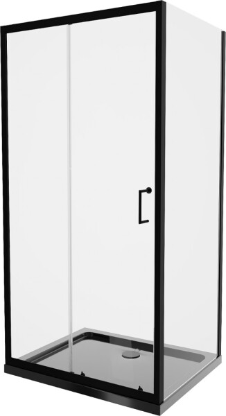 MEXEN/S - Apia Sprchový kout 140x100, transparent, černá + vanička se sifonem 840-140-100-70-00-4070B
