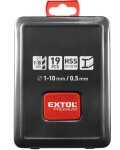 Sada HSS vrtáků do kovu, 19 dílů, EXTOL PREMIUM 19 ks, 1-10 mm, po 0,5 mm, balení 1 sada