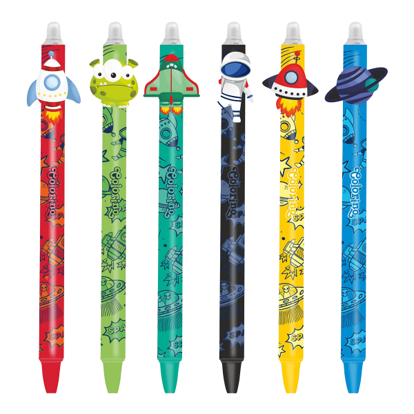 Colorino gumovatelné pero Vesmír, 36 ks, modrá náplň, displej - 36ks