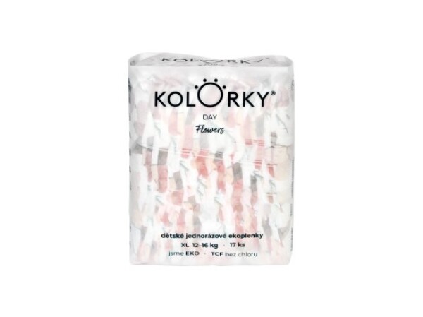 KOLORKY DAY jednorázové eko plenky květy - XL (12-16 kg), 17 ks