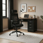 Kancelářská židle, černá látka, plastový kříž, výškově stavitelné područky, kolečka pro tvrdé podlahy