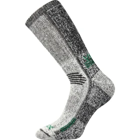 VOXX Ponožky zimní thermo ORBIT z merino vlny ŠEDÉ MELÉ SE ZELENOU 39-42 110029