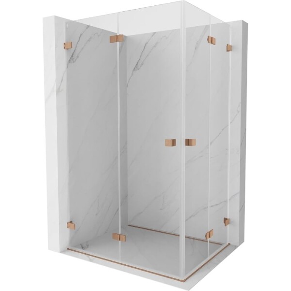 MEXEN/S - Lunar-F Duo sprchový kout skládací dveře 90 x 80, transparent, měď kartáčovaná 836-090L-080P-65-00