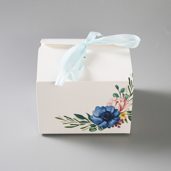 Výslužková krabice se stuhou Blue mini 11x11x7cm