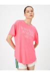 Koton Oversize Sports T-Shirt Motto Printed Crew Neck Short Sleeve