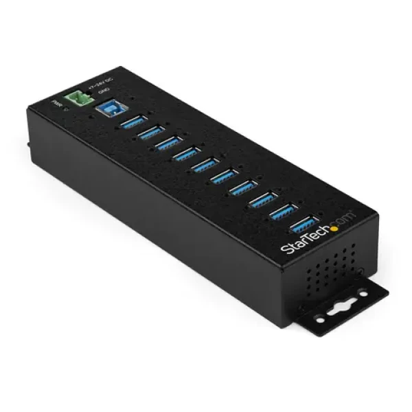 StarTech USB 3.0 Hub 10 portů / USB hub / Kovový / DIN lišta / Napájecí adaptér / Ochrana proti přepětí (HB30A10AME)