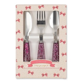 Konges Sløjd Dětský příbor Sparkling Sangria – set 3 ks, růžová barva, kov, plast
