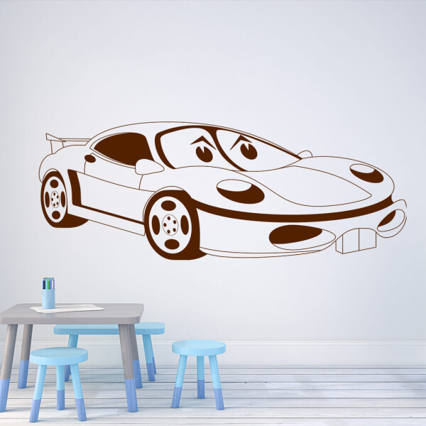 Samolepka Dětské autíčko Porsche Barva: hnědá, Velikost: 100 x 44 cm