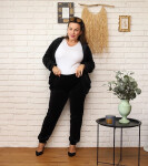 Černá dámská plus size tepláková souprava rozepínací mikinou (8216) odstíny černé