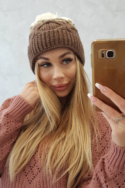 Fleecová čepice Alice K248 cappuccino+ecru UNI