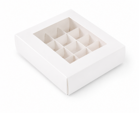 Krabička na pralinky16,5x13,5x4cm bílá lesklá 12ks