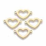 Spojovací mezidíl z nerezové oceli - zlatý - srdce - 12 x 20 x 1 mm - 1 ks