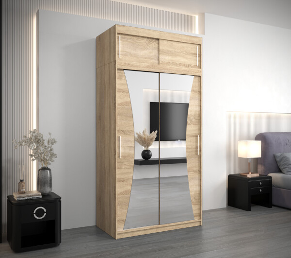 Šatní skříň Abi Mo s nástavcem Barva korpusu: Dub Sonoma, Rozměry: 120 cm, Dveře: Dub sonoma