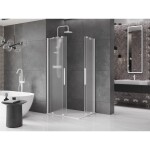 MEXEN/S - Velar Duo sprchový kout, posuvné dveře 100 x 90 cm, dekor, bílá 871-100-090-32-20