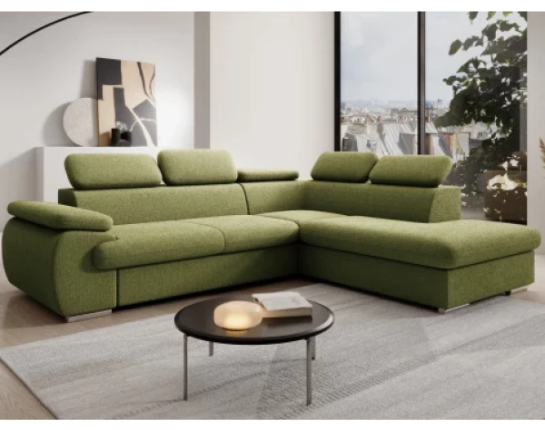 Rohová sedačka Viera, salátově zelená látka, pravý roh