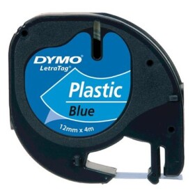 Dymo originální páska do tiskárny štítků, Dymo S0721650, černý tisk/modrý podklad, 4m, 12mm, LetraTag plastová páska