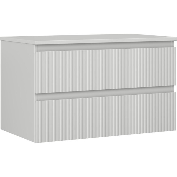 MEXEN/S - Rivel koupelnová skříňka pod umyvadlo 80 cm s deskou, 2 zásuvky, reliéf , šedá mat 91A20-08047-2-BFFC62