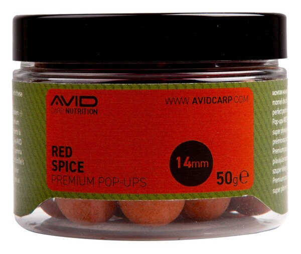 Avid Plovoucí boilie Premium Pop-Ups Red Spice Belachan 14mm 50g,Avid Plovoucí boilie Premium Pop-Ups Red Spice Belachan 14mm 50g