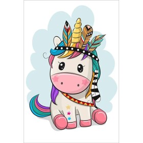 Antistresové omalovánky TSvetnoy TSvetnoy, LC044e, Diamond painting - diamantové malování, 20 x 30 cm, Jednorožec Indián