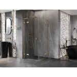 MEXEN/S - Lunar L Duo sprchový kout dveře křídlové 80 x 80, transparent, zlato kartáčovaná 834L-080L-080P-55-00