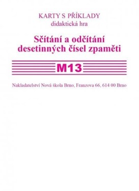 Sada kartiček M13 - Sčítání a odčítání desetinných čísel zpaměti - Zdena Rosecká