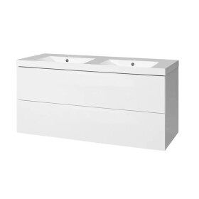 MEREO - Aira, koupelnová skříňka s umyvadlem z litého mramoru 121 cm, bílá CN713M