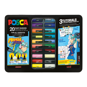 Posca sada popisovačů PC-1M/PC-3M/PC-5M, Manga Hero, PC-1M: 6 ks, PC-3M: 7 ks, PC-5M: 7 ks, mix barev (20 ks)