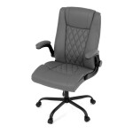 Křeslo kancelářské, šedá ekokůže, kovový kříž, kolečka na tvrdé podlahy