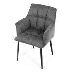 Židle jídelní, šedá vodoodpudivá látka, černý matný lak, kovové nohy