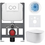 CERANO - Kompletní WC set Basic/Felci - bílá lesklá - WC tlačítko Dualo/Bílá - závěsné - nízký modul - předstěnová instalace - 53x37 CER-8050BD86064
