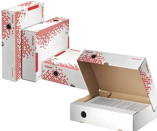 Leitz Speedbox bílá-červená / Archivační box s víkem / 392 x 301 x 334 mm / karton (623914)
