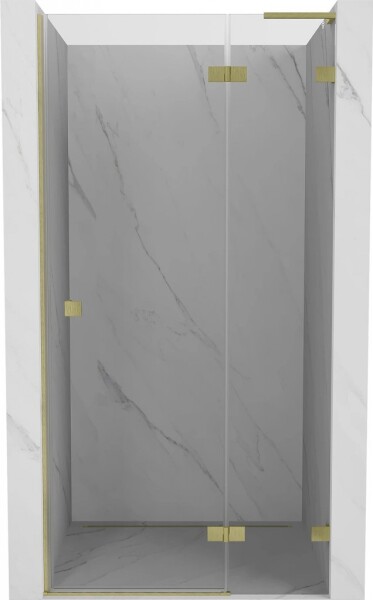MEXEN/S - Lunar L sprchové dveře křídlové pravé 85 cm, transparent, zlatá kartáčovaná 834L-085-000-55-00-P