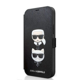 Pouzdro Karl Lagerfeld Saffiano Book iPhone 12 mini, černé