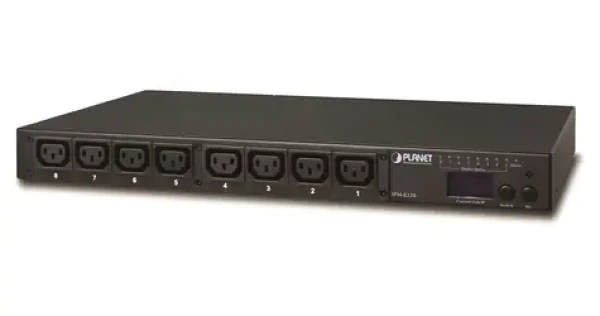 Planet IPM-8220 / IP PDU / 8x zásuvek 230V/10A / LED displej / wattmetry / 19"/1U rack (IPM-8220-EU)