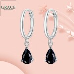 Stříbrné náušnice Swarovski Elements Dióna, stříbro 925/1000, Černá