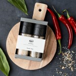 Nicolas Vahé Dárková sada solí Nicolas Vahé – Organic Chilli salt & Wild garlic, černá barva, multi barva, sklo